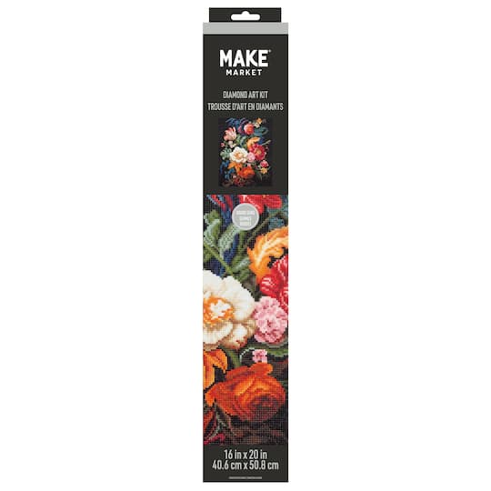 16" x 20" Dark Flowers Diamond Art Kit by Make Market®